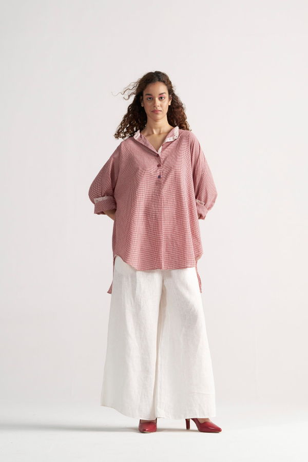 IKKIVI Checkmate Retro Red Checkered Shirt