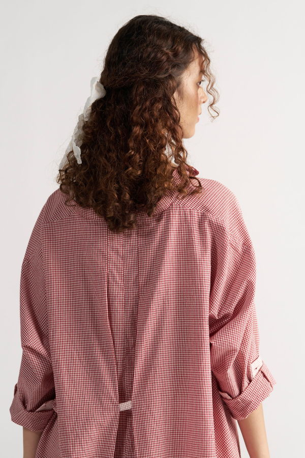 IKKIVI Checkmate Retro Red Checkered Shirt