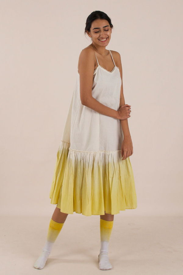IKKIVI Cheery Marigold Dress - Off-White