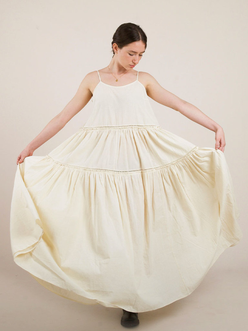 IKKIVI Cotton Flower Dress - Off-White