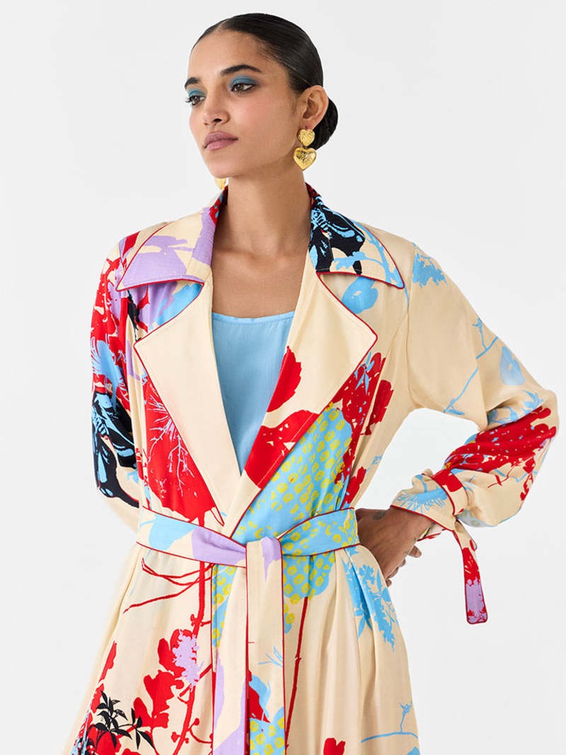 IKKIVI Ikigai Trench Coat & Ombre Slip Dress Jacket & Dress Set