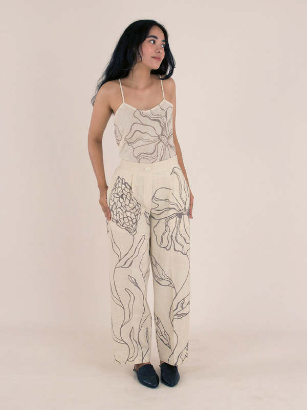 IKKIVI Flower's Whisper Pants - Off-White