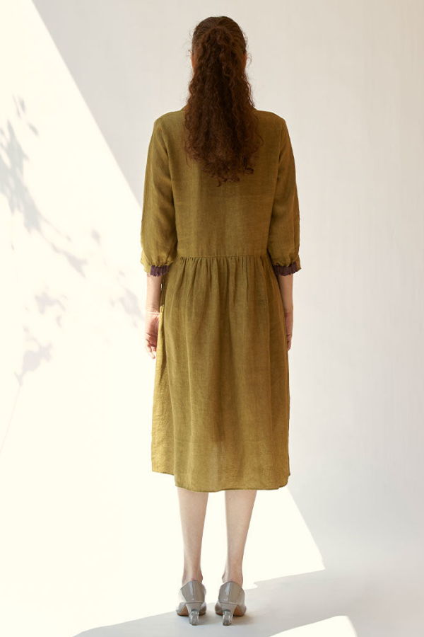 IKKIVI In The Moment Mustard Dress - Mustard