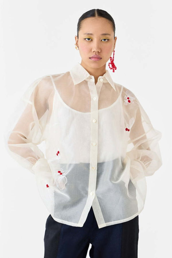 IKKIVI Koi Organza Shirt - White