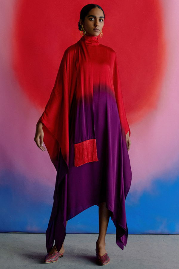 IKKIVI Leheriya Round Collar Dress