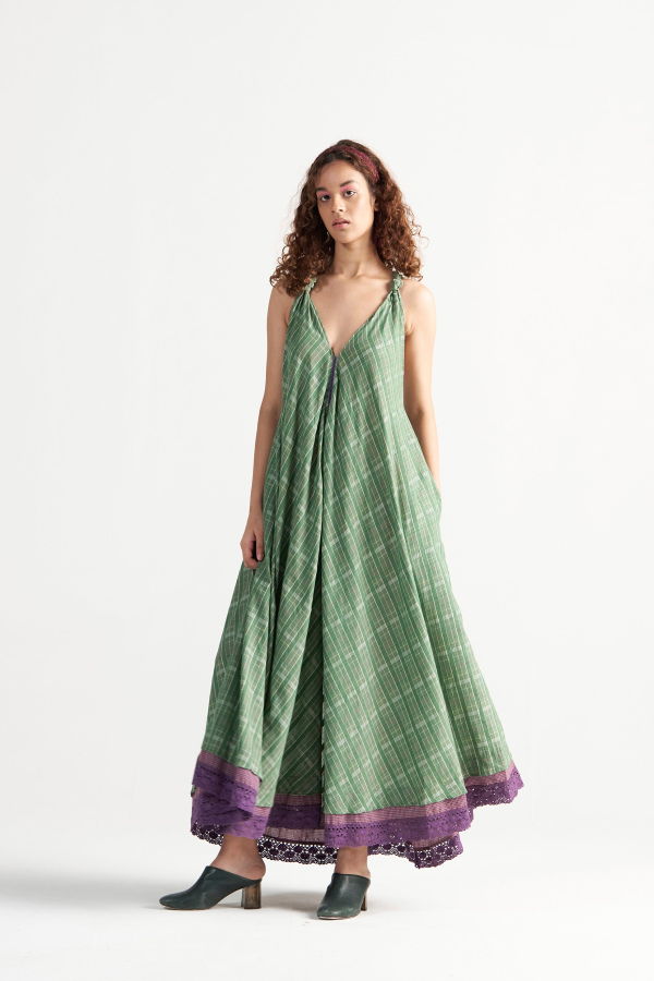 IKKIVI Madeleine Green Garden Maxi Dress - Green