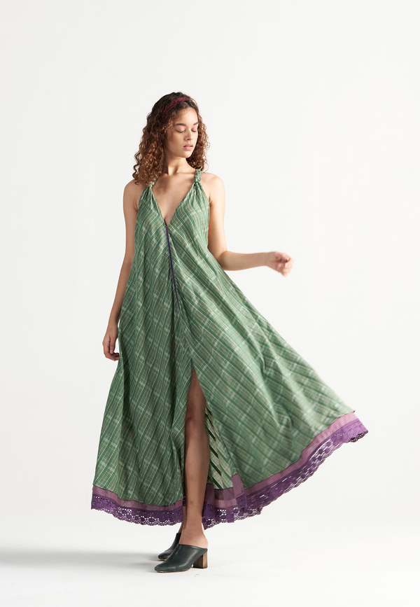 IKKIVI Madeleine Green Garden Maxi Dress - Green