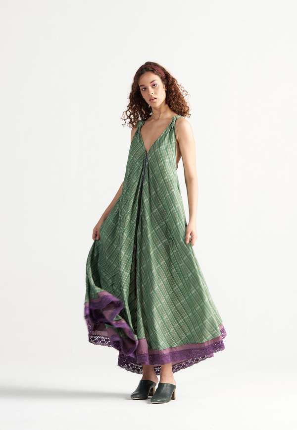 IKKIVI Madeleine Green Garden Maxi Dress - Green
