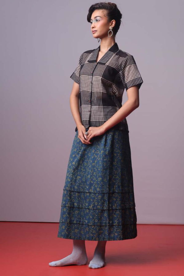 IKKIVI Monochrome Monsoon Shirt - Black / Pale Pink Check