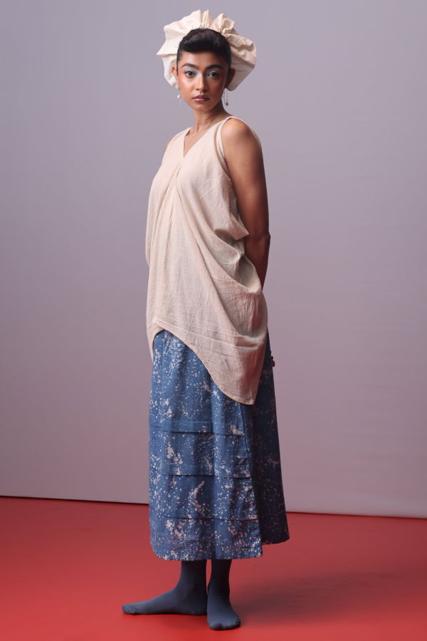 IKKIVI Moonwash Side Cowl Top - Off-White