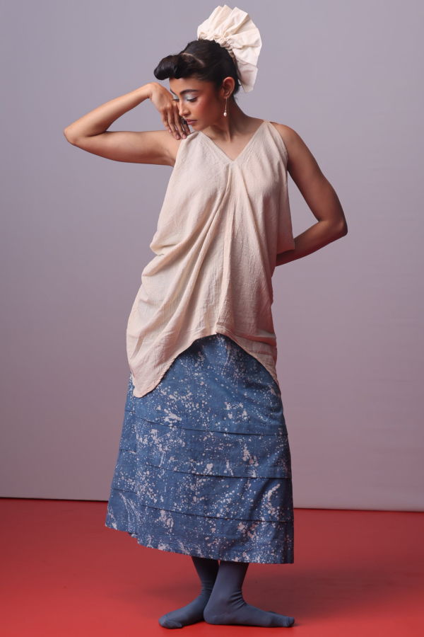 IKKIVI Moonwash Side Cowl Top - Off-White