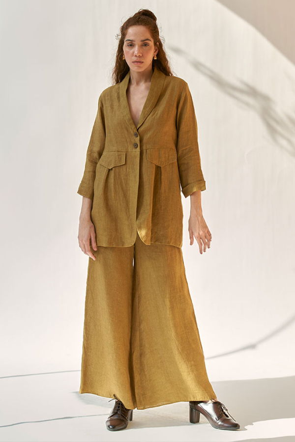 IKKIVI My Fav Mustard Oversized Blazer Set - Yellow