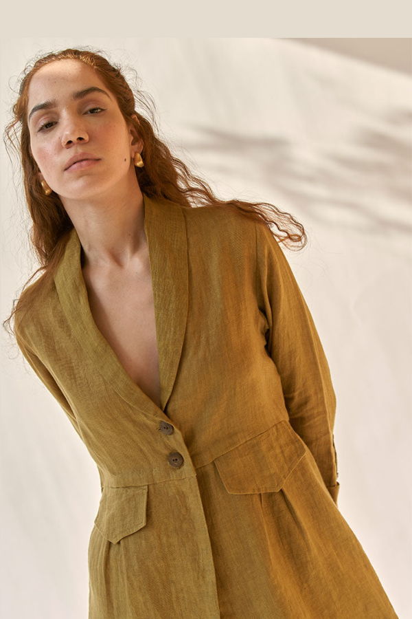 IKKIVI My Fav Mustard Oversized Blazer Set - Yellow