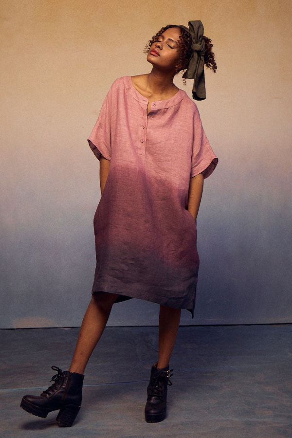 IKKIVI Ombre Block Dress - Lavender / Plum / Charcoal