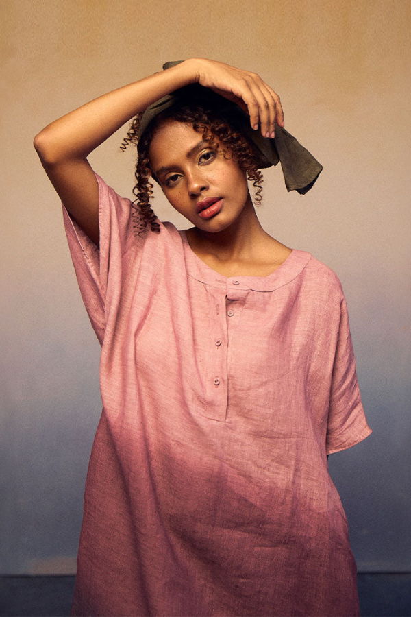 IKKIVI Ombre Block Dress - Lavender / Plum / Charcoal