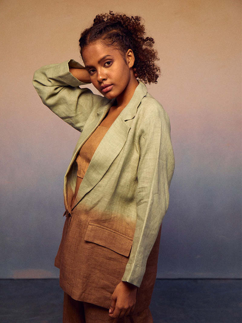 IKKIVI Ombre Classic Suit Set - Pastel Green / Cocoa