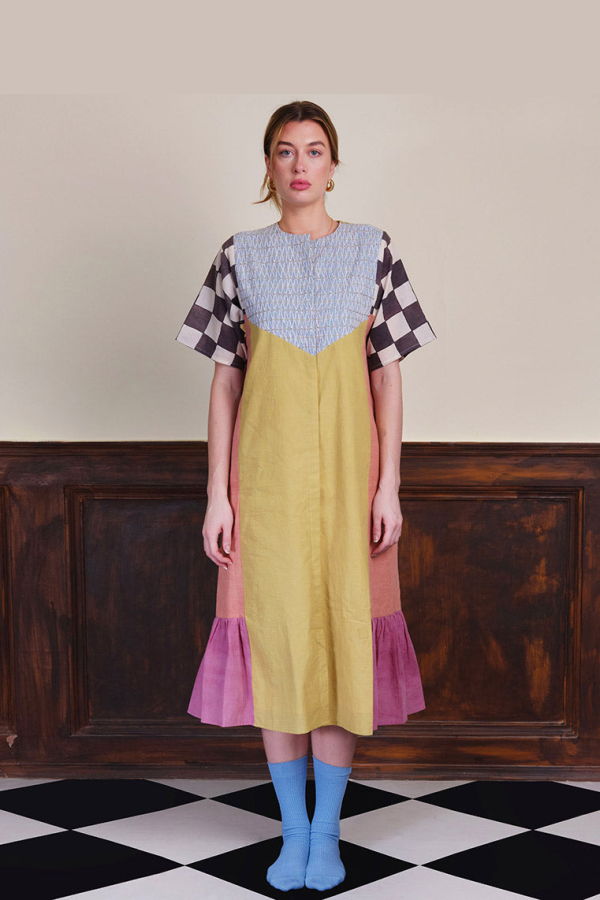 IKKIVI Painted By Moss Midi Dress