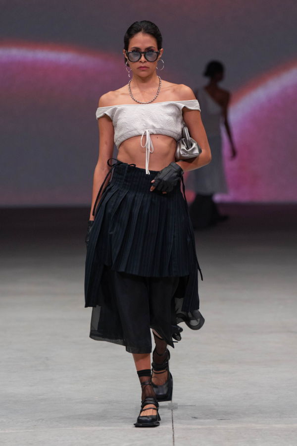 ALEJANDRA DE COSS Falda Pinstripe Asimétrica - Navy