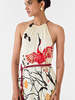 IKKIVI Red Crane Halter Dress - Off-White - Thumbnail 2