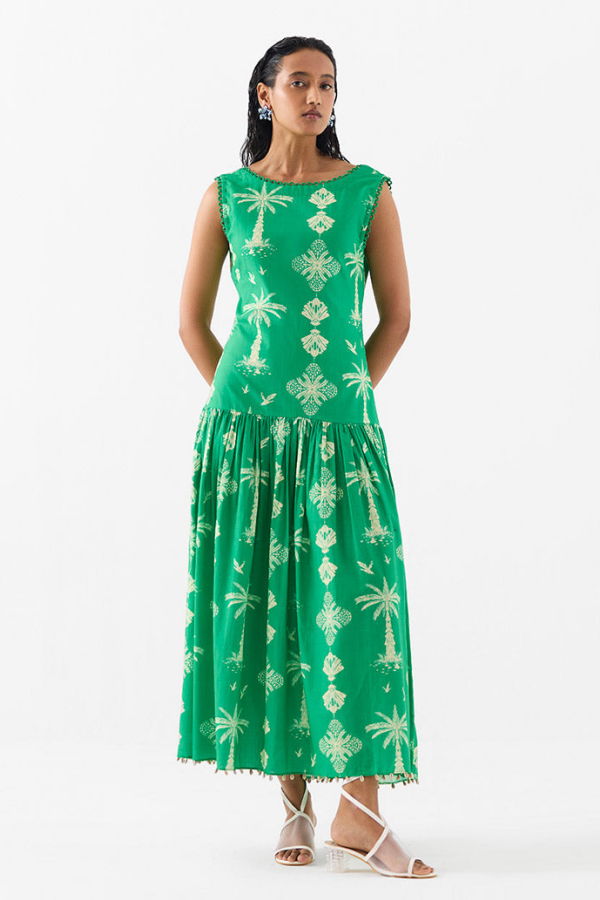 IKKIVI Sago Palm Long Dress - Green