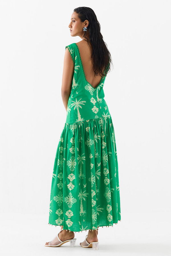 IKKIVI Sago Palm Long Dress - Green