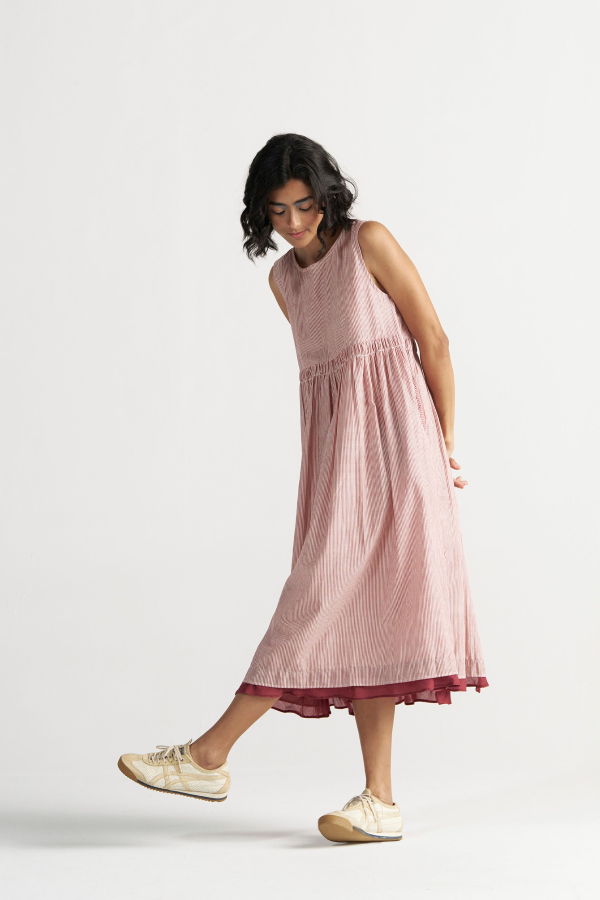 IKKIVI Simply Her Crimson Line Dress - Red