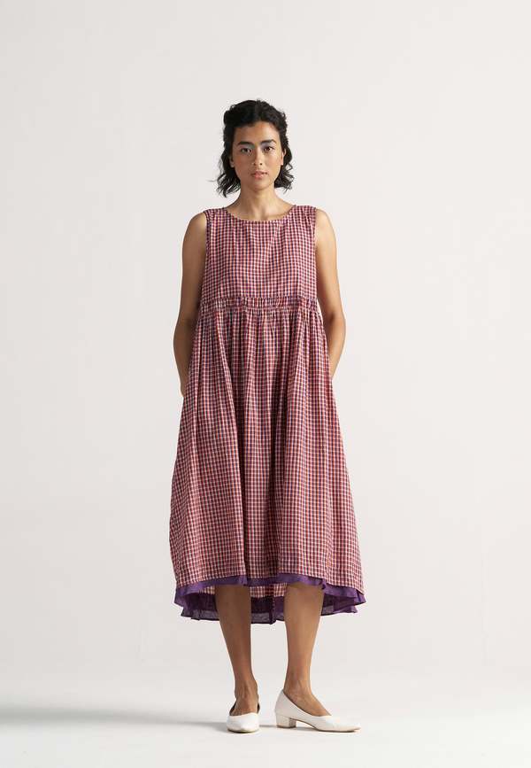 IKKIVI Simply Her School Grid Dress - Red