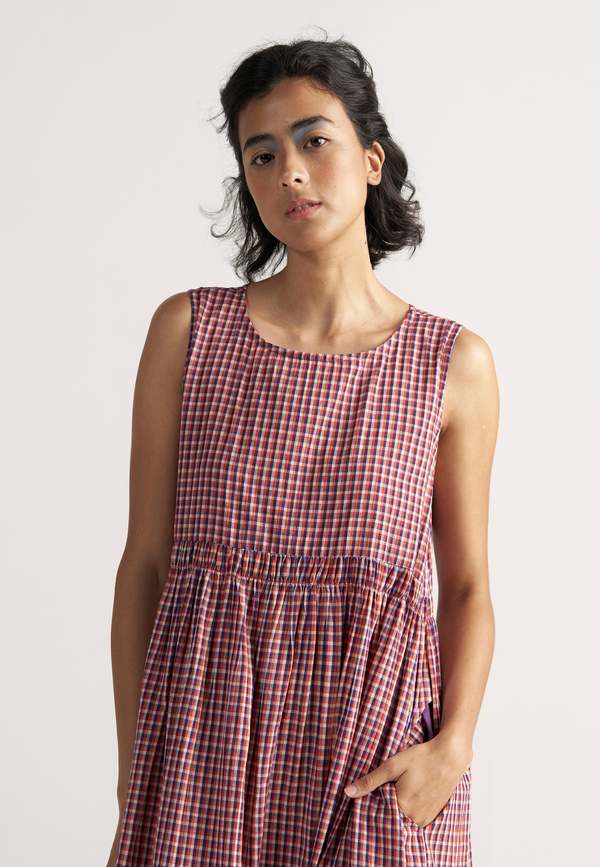 IKKIVI Simply Her School Grid Dress - Red