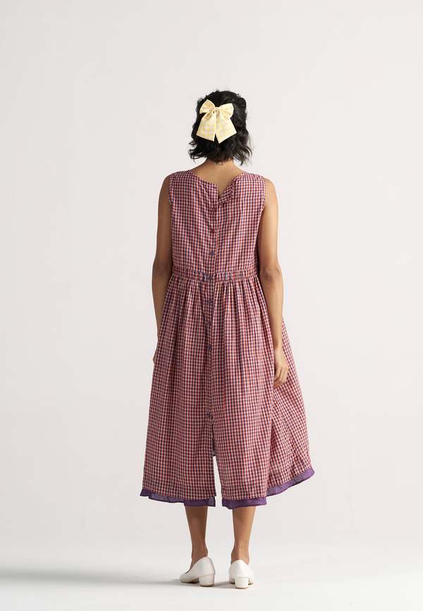 IKKIVI Simply Her School Grid Dress - Red