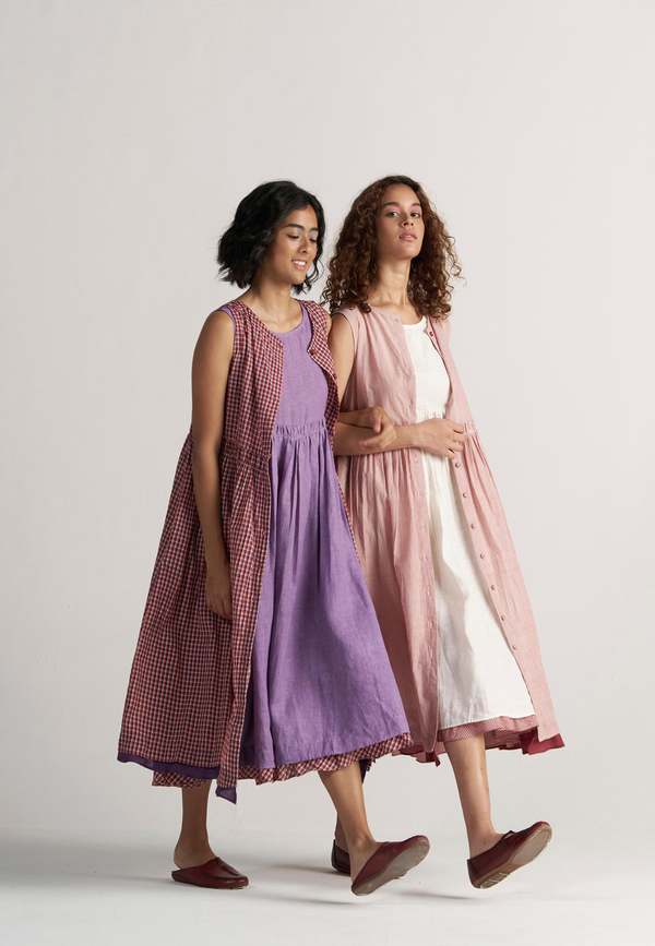 IKKIVI Simply Her School Grid Dress - Red