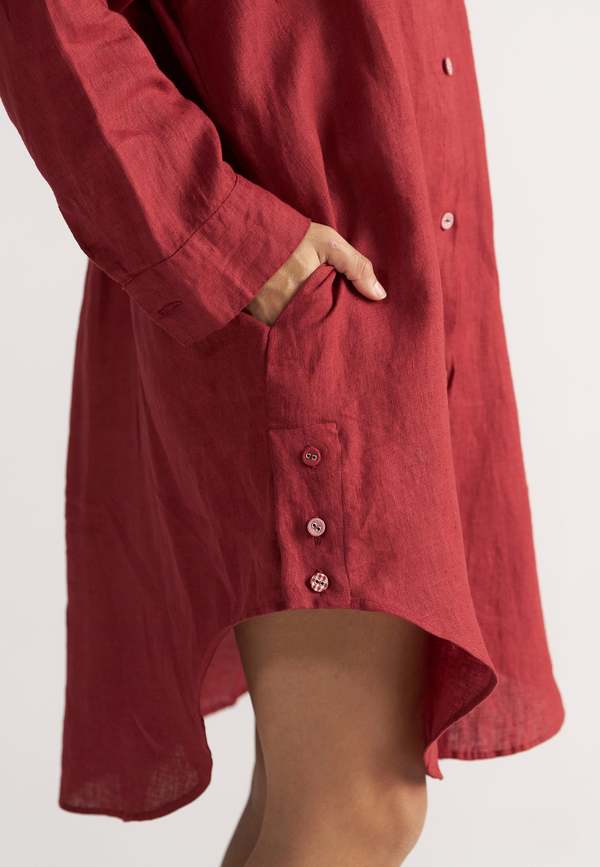 IKKIVI Sunday Classic Shirt Dress - Red