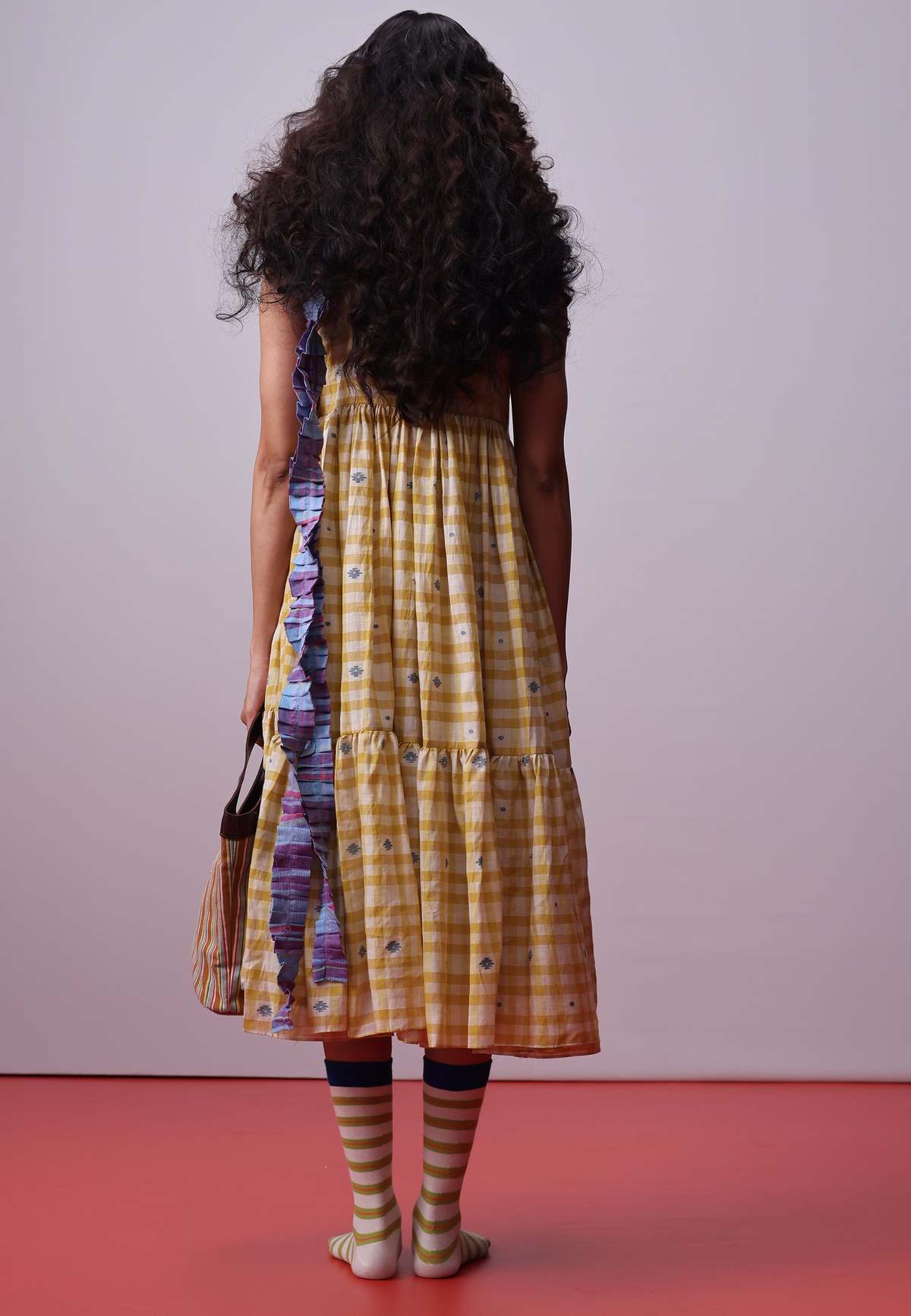 IKKIVI Sunlit Mosaic Frill Dress - Yellow - Image 6 of 10
