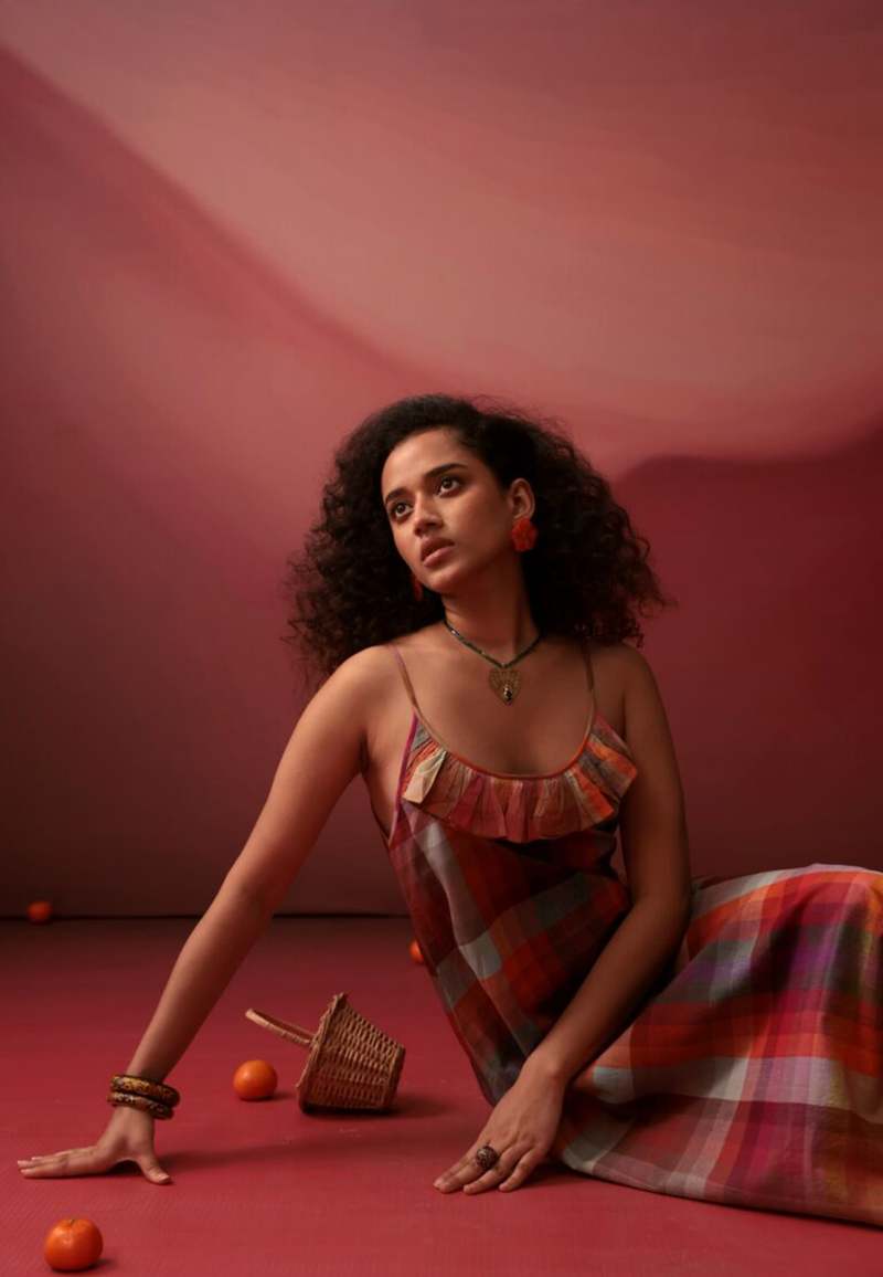 IKKIVI Sunset Plaid Slip Dress