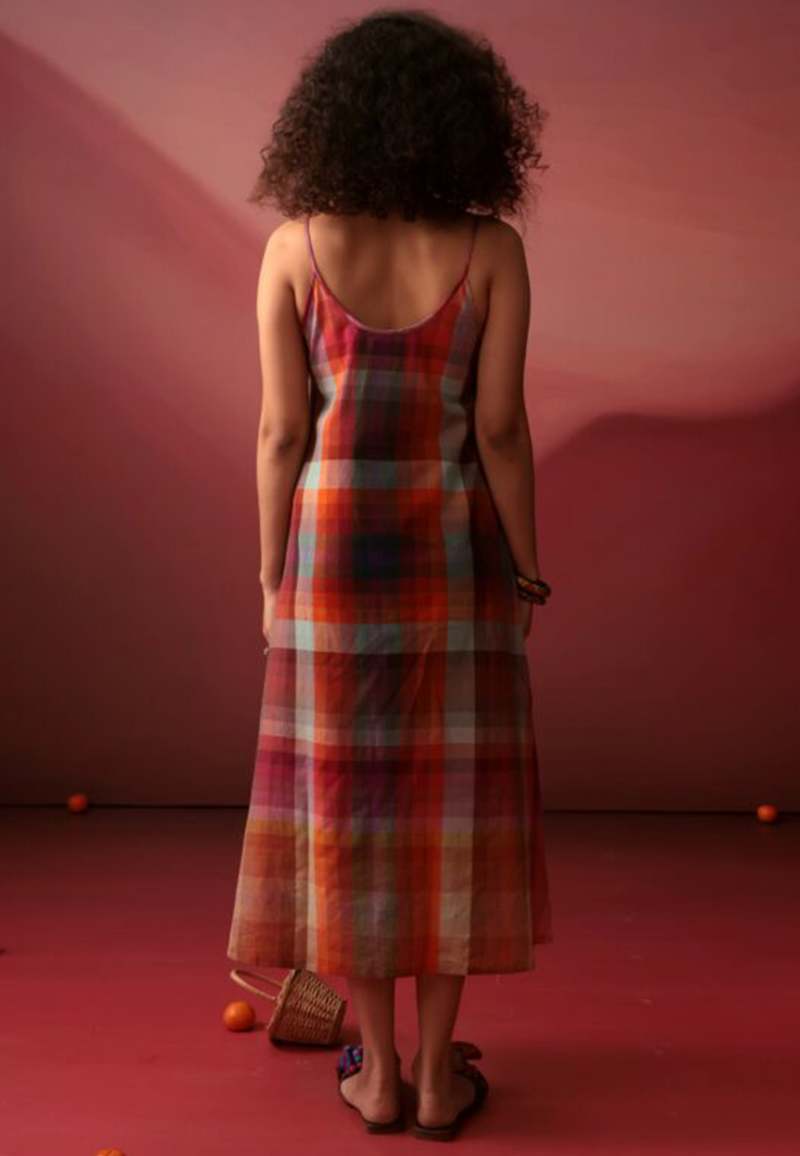IKKIVI Sunset Plaid Slip Dress