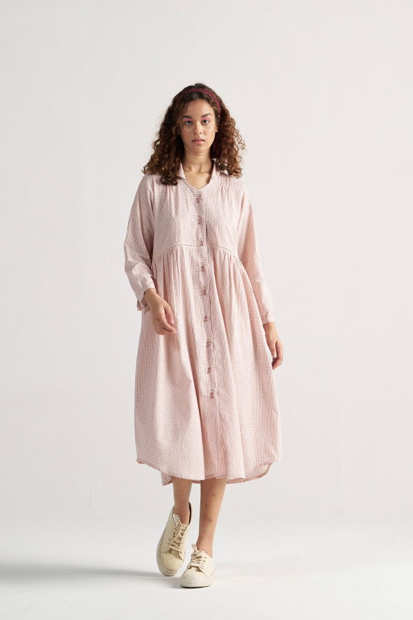 IKKIVI Table For Two Regular Grid Dress - Red