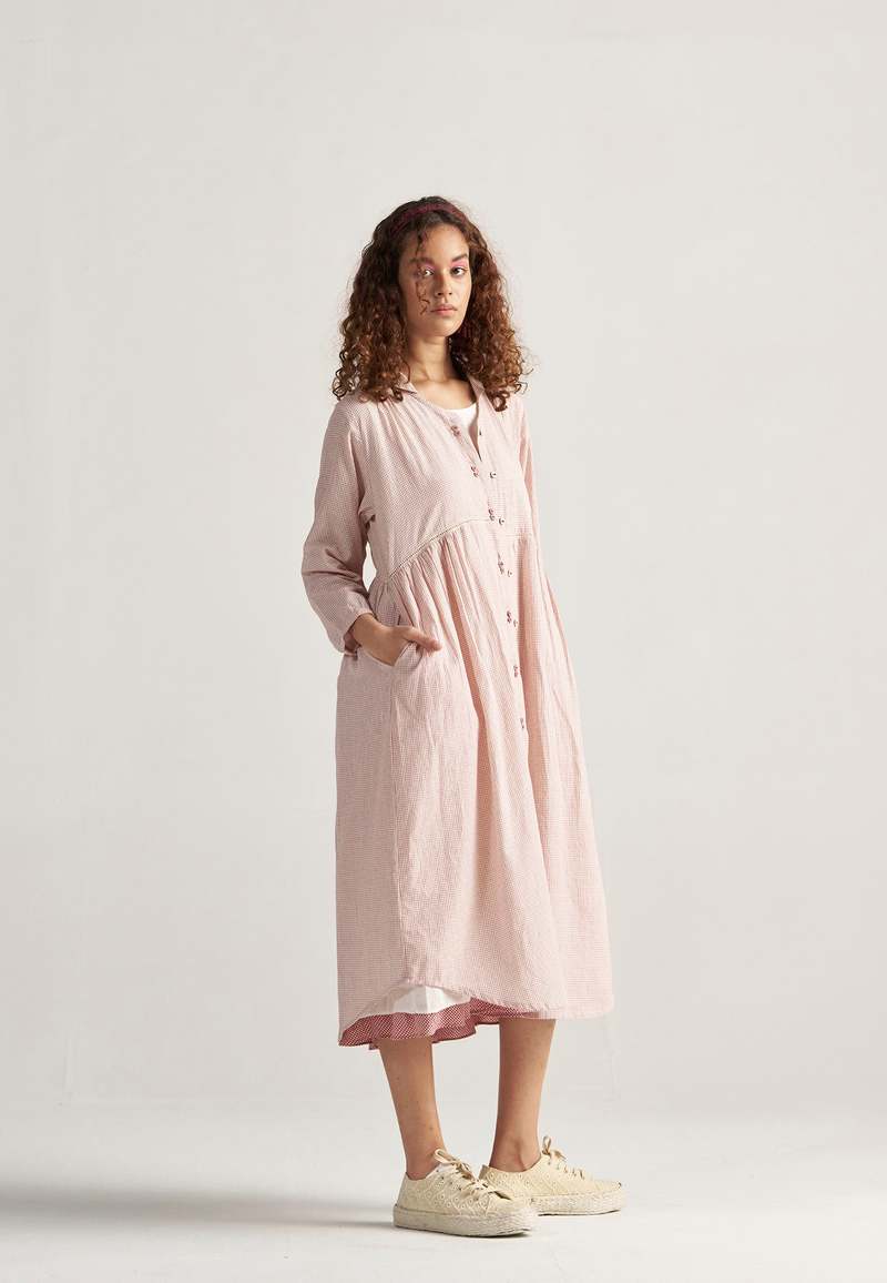 IKKIVI Table For Two Regular Grid Dress - Red