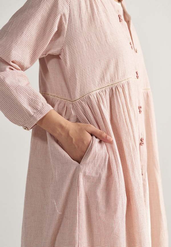 IKKIVI Table For Two Regular Grid Dress - Red