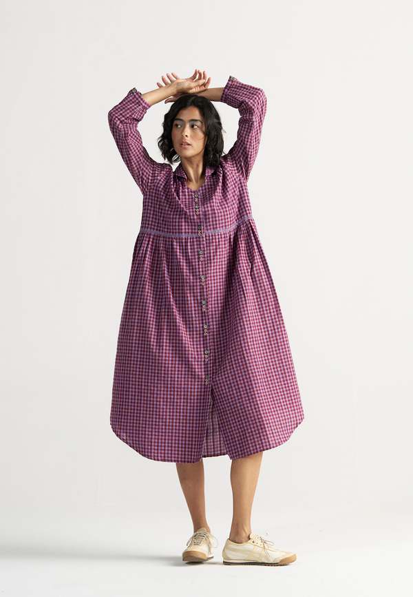 IKKIVI Table For Two Tea Plum Dress - Purple