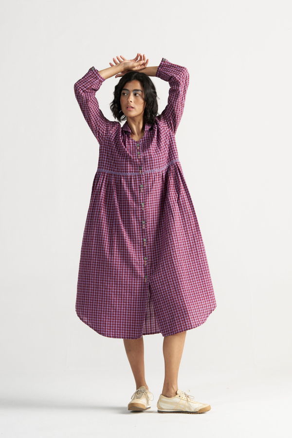 IKKIVI Table For Two Tea Plum Dress - Purple