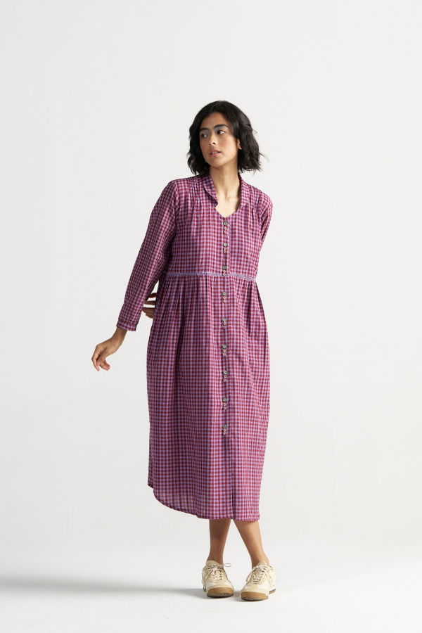 IKKIVI Table For Two Tea Plum Dress - Purple