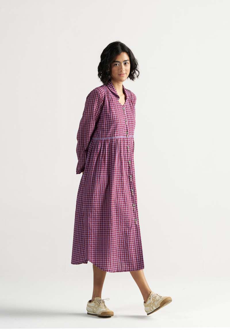 IKKIVI Table For Two Tea Plum Dress - Purple