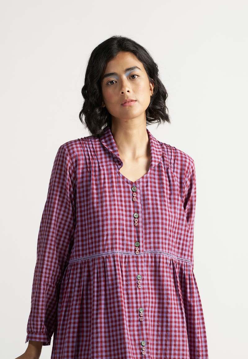 IKKIVI Table For Two Tea Plum Dress - Purple