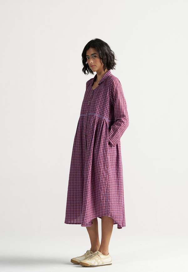 IKKIVI Table For Two Tea Plum Dress - Purple