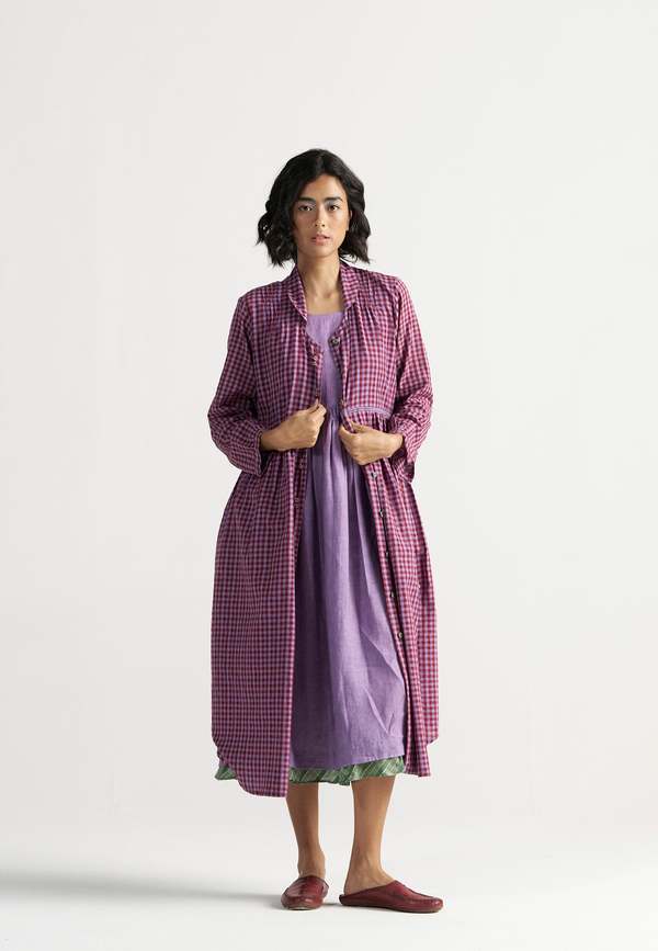 IKKIVI Table For Two Tea Plum Dress - Purple