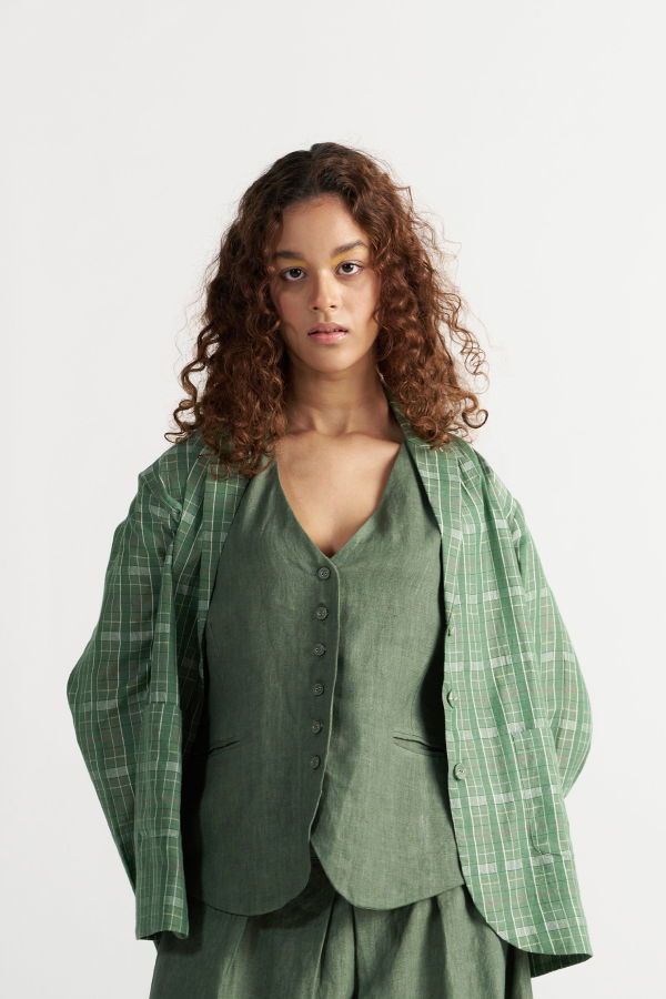 IKKIVI Tea Room Garden Green Blazer - Green