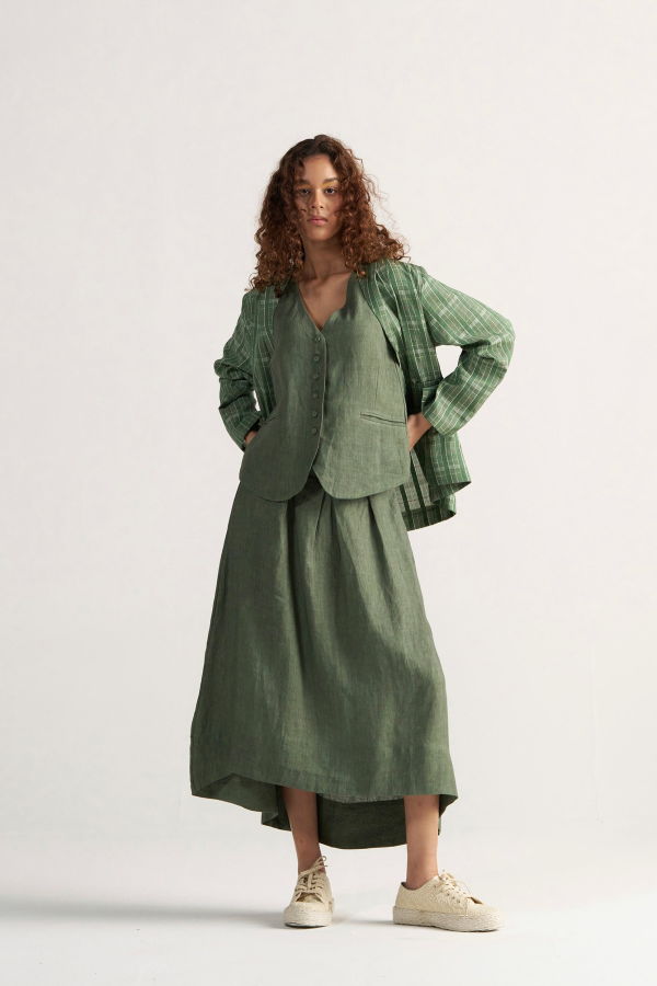 IKKIVI Tea Room Garden Green Blazer - Green