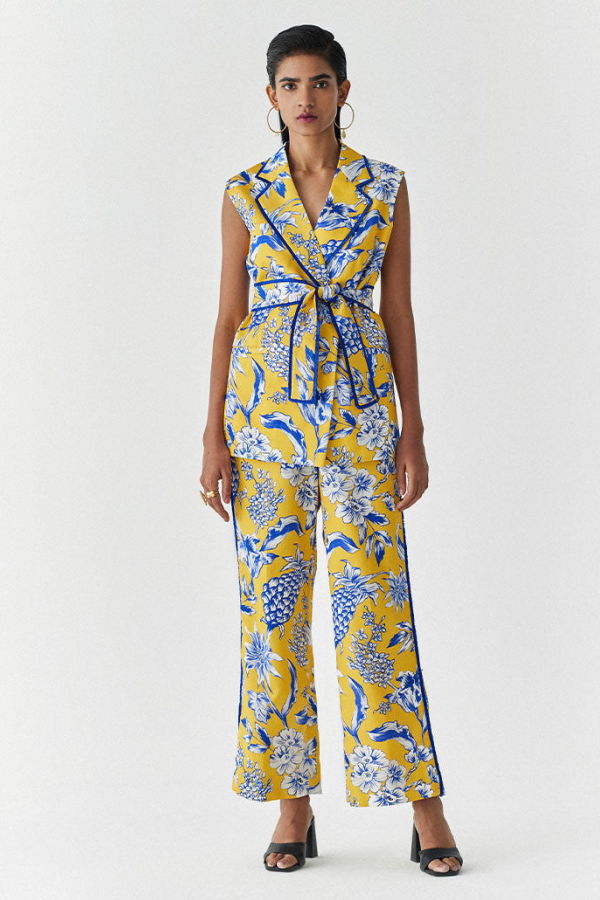 IKKIVI Yellow Pineapple Blazer Co-ord Set - Yellow