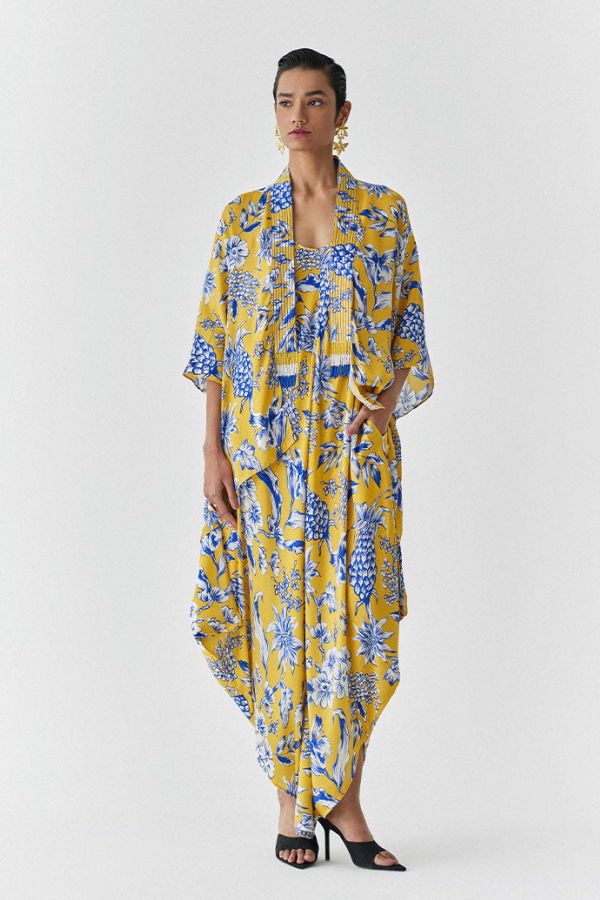 IKKIVI Pineapple Jumpsuit & Cape Set - Yellow