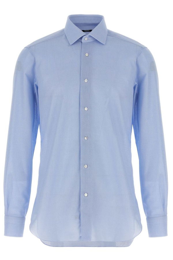 Barba Napoli Honeycomb Shirt - Light Blue