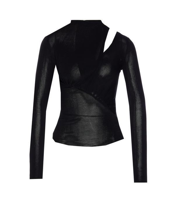 Self-Portrait Cut Out Knit Top - Black